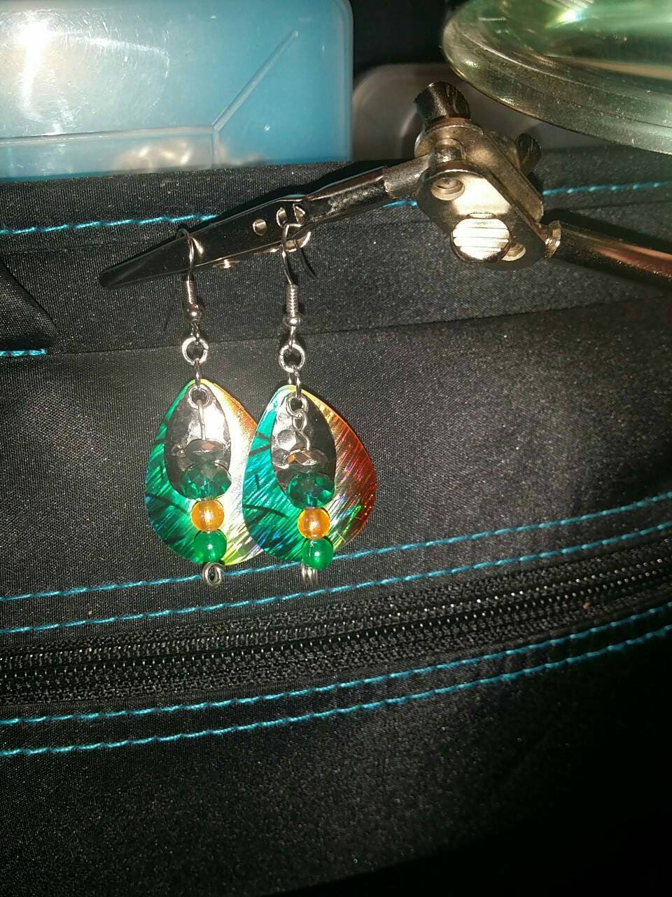 Shrimper Orange Lure Earrings — view 4