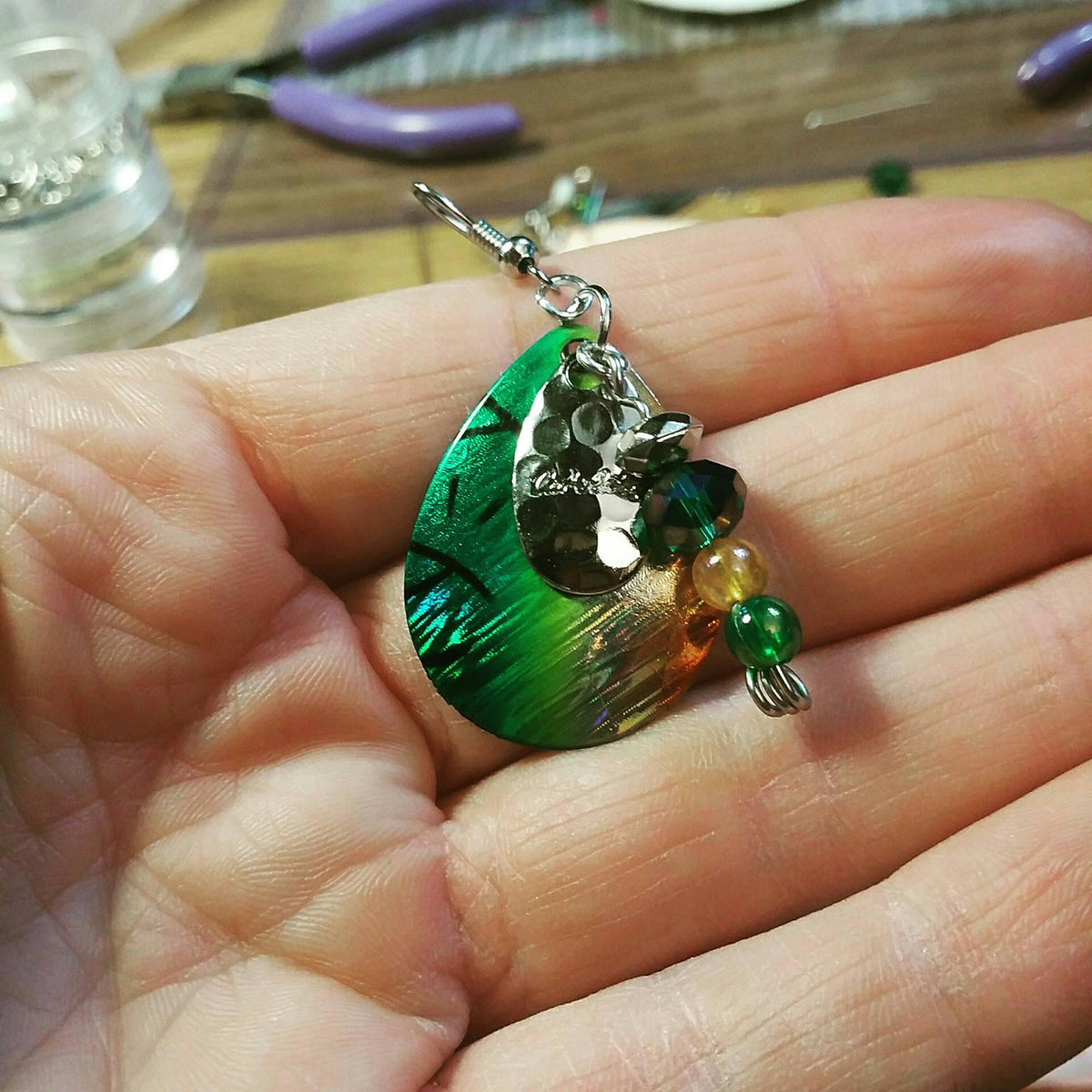 Shrimper Orange Lure Earrings — view 3