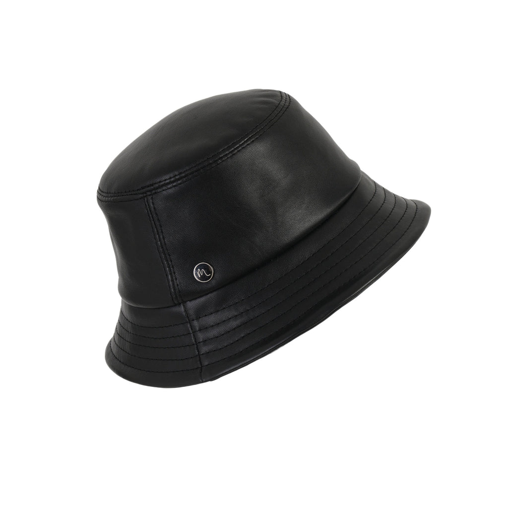 Ebb Black Leather Bucket Hat — Low Country Marine