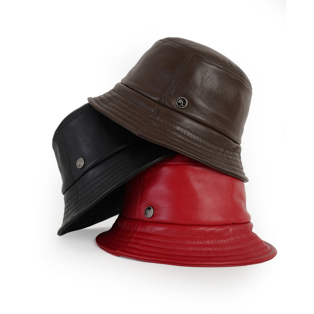 Ebb Black Leather Bucket Hat — view 5