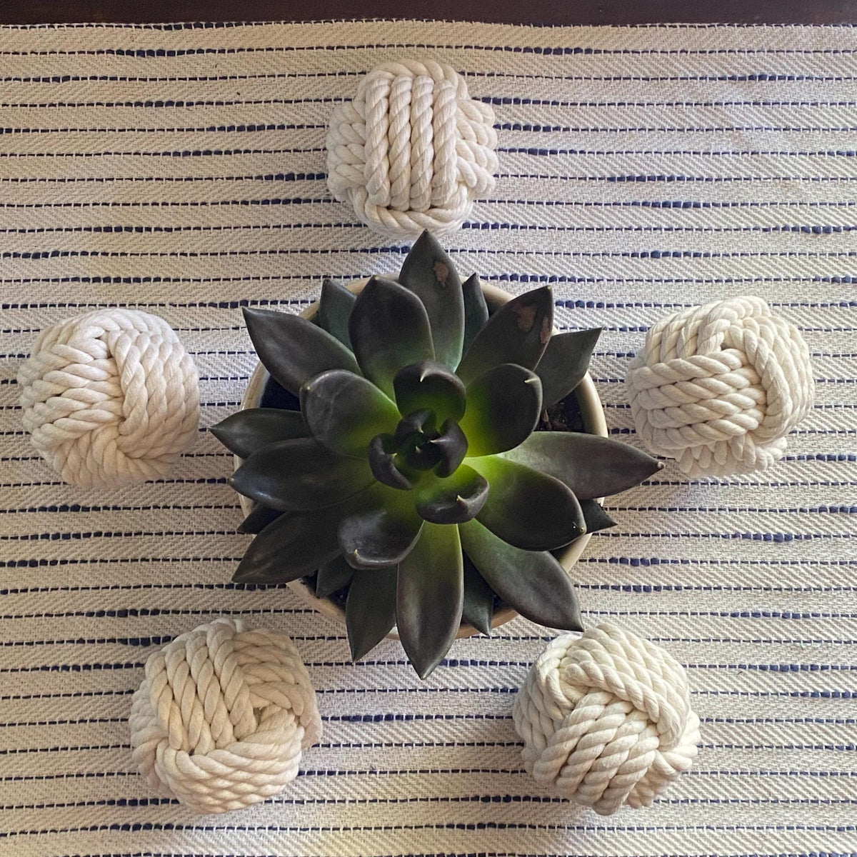 Egret Navy Cotton Rope Knot Decor — view 2