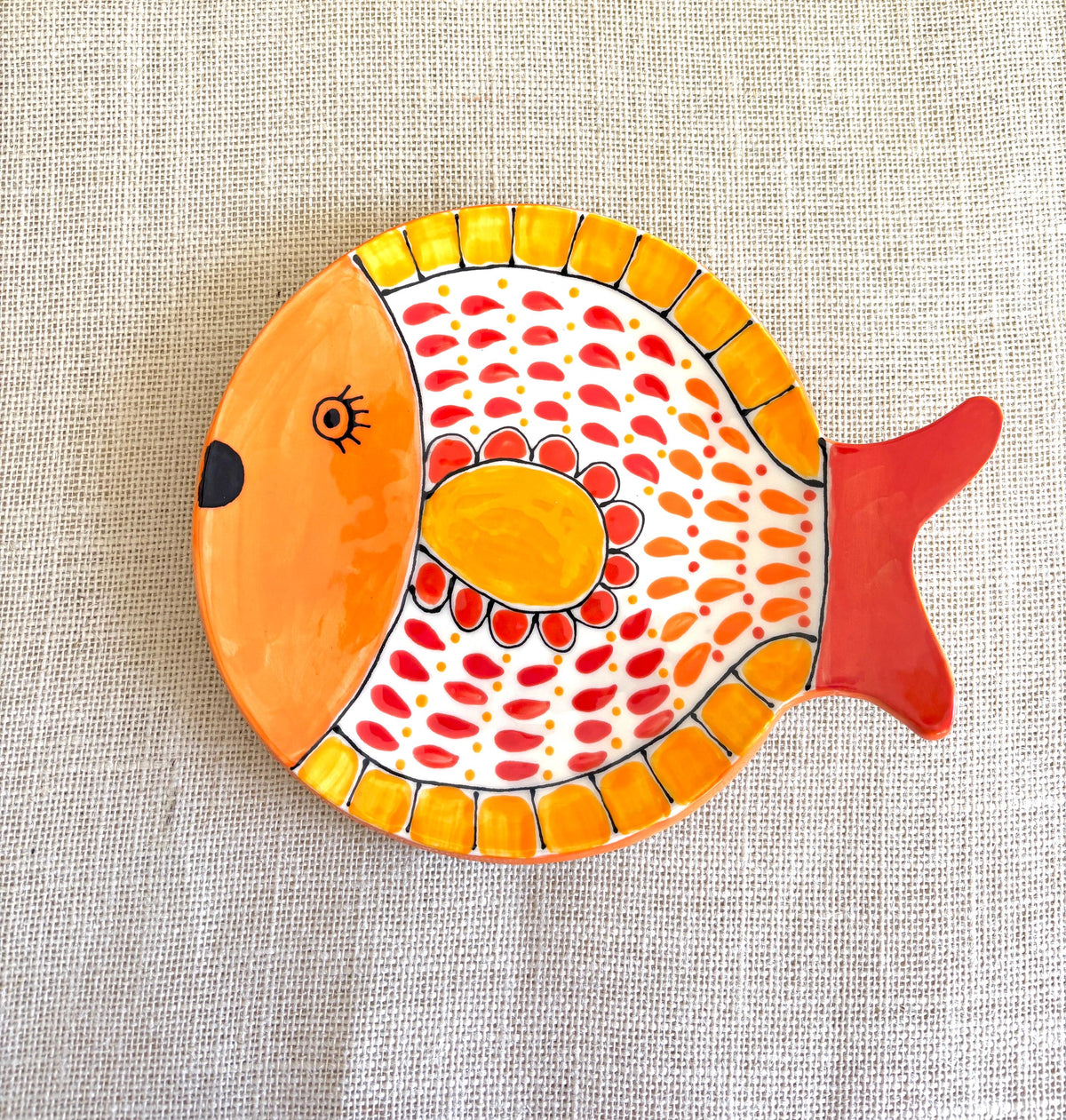 Halyard Orange Hand-Painted Serving Platter — view 6