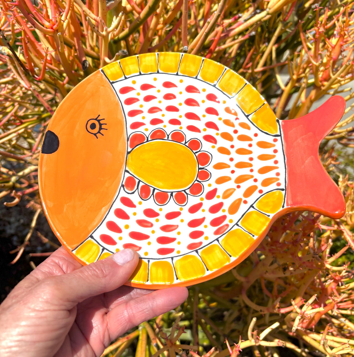 Halyard Orange Hand-Painted Serving Platter — view 3