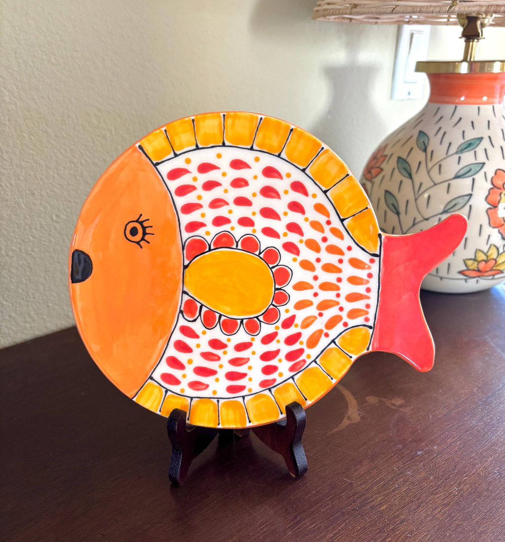 Halyard Orange Hand-Painted Serving Platter — view 5