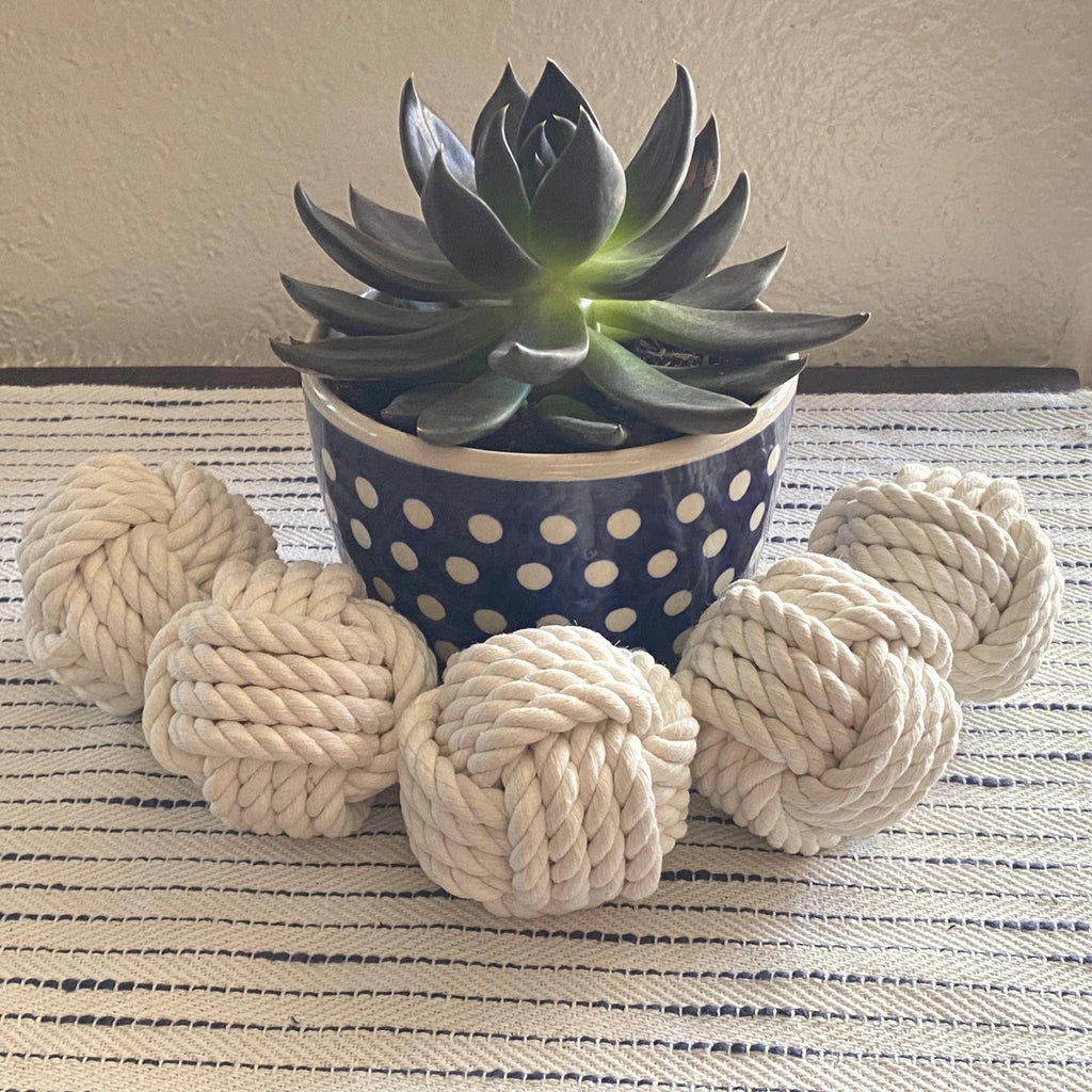 Egret Navy Cotton Rope Knot Decor — Low Country Marine