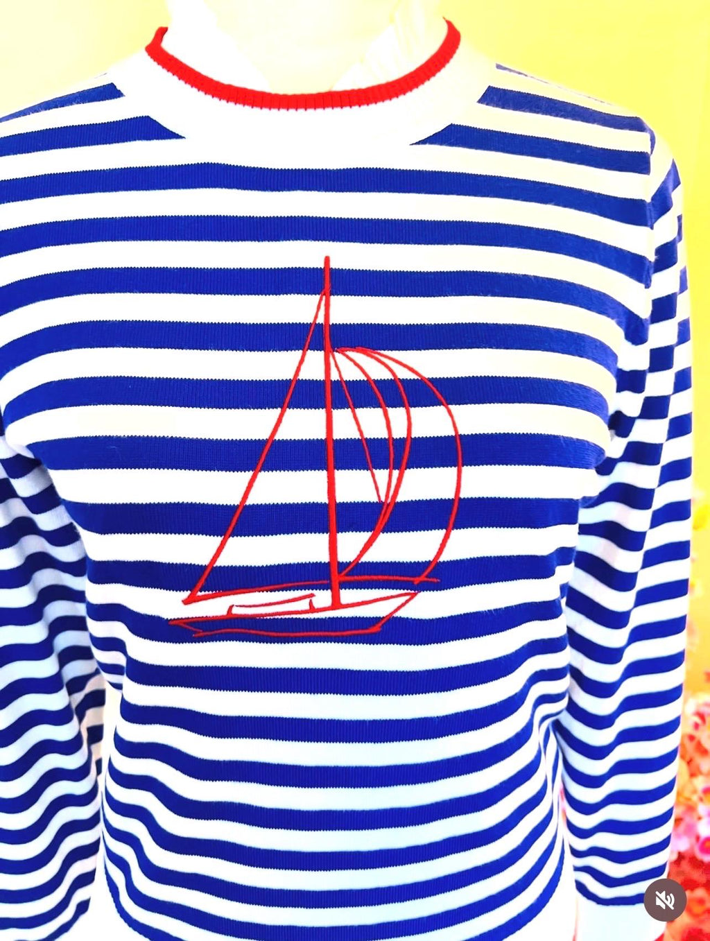 Sandbar Striped Knit Embroidered Sweater — view 2