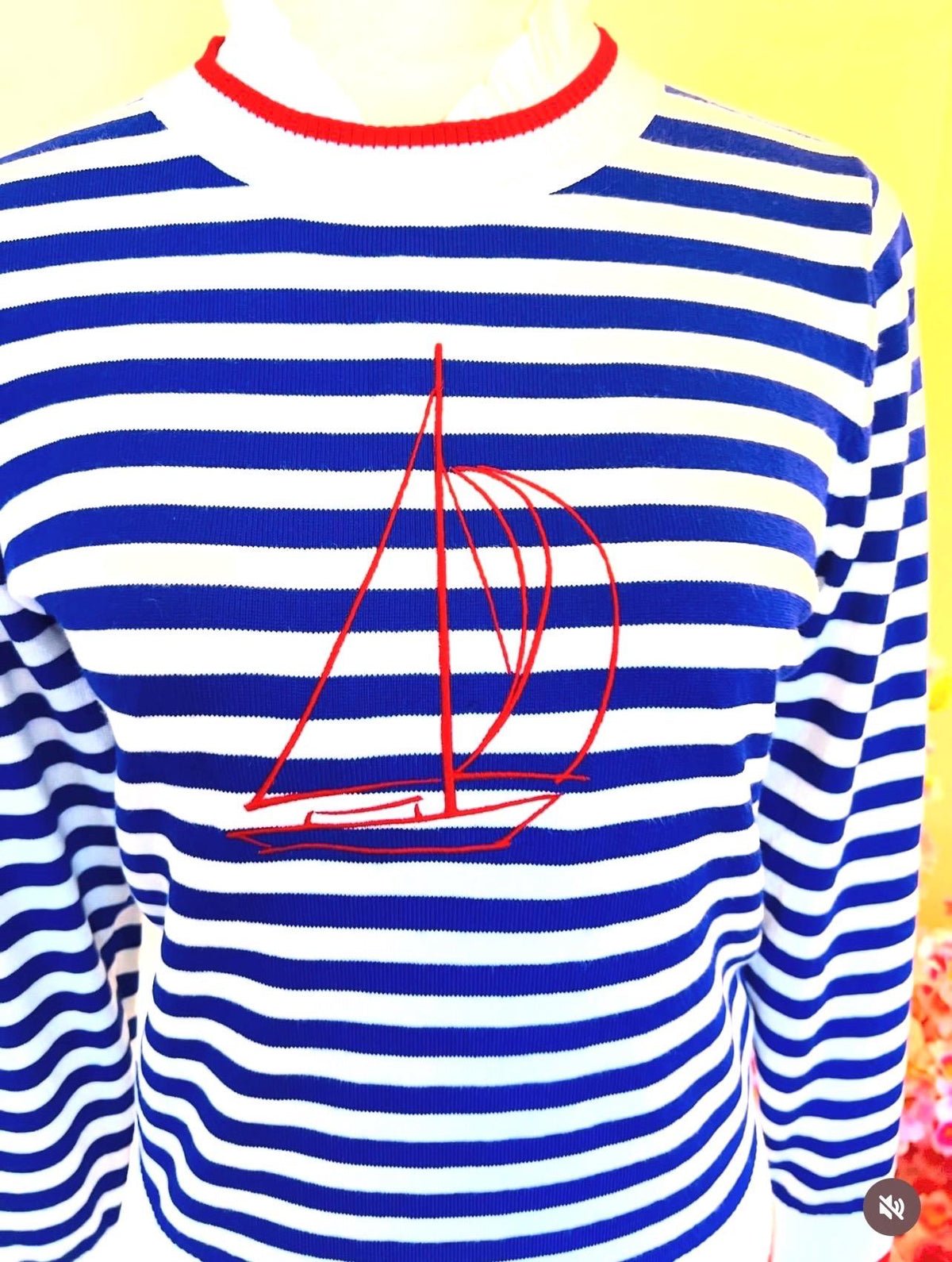Sandbar Striped Knit Embroidered Sweater — view 2