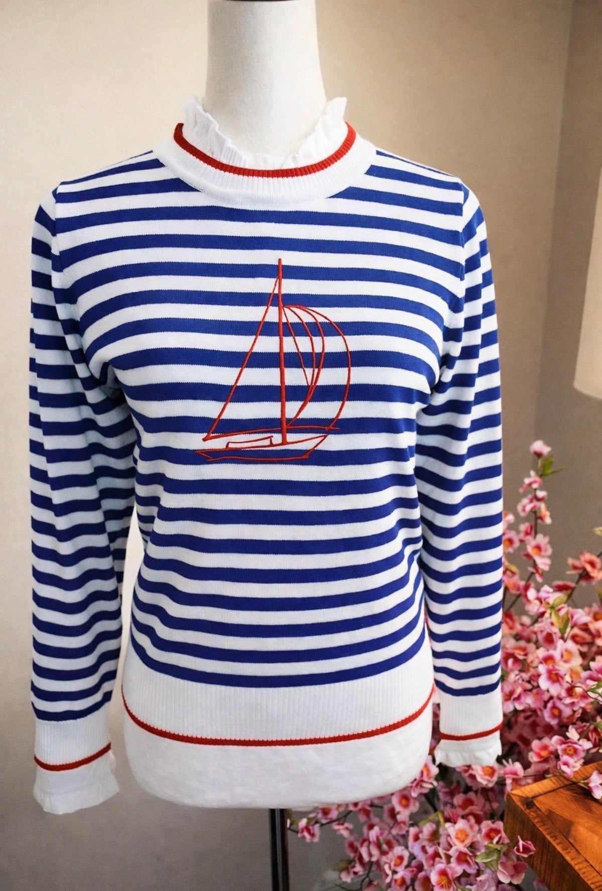 Sandbar Striped Knit Embroidered Sweater — view 3