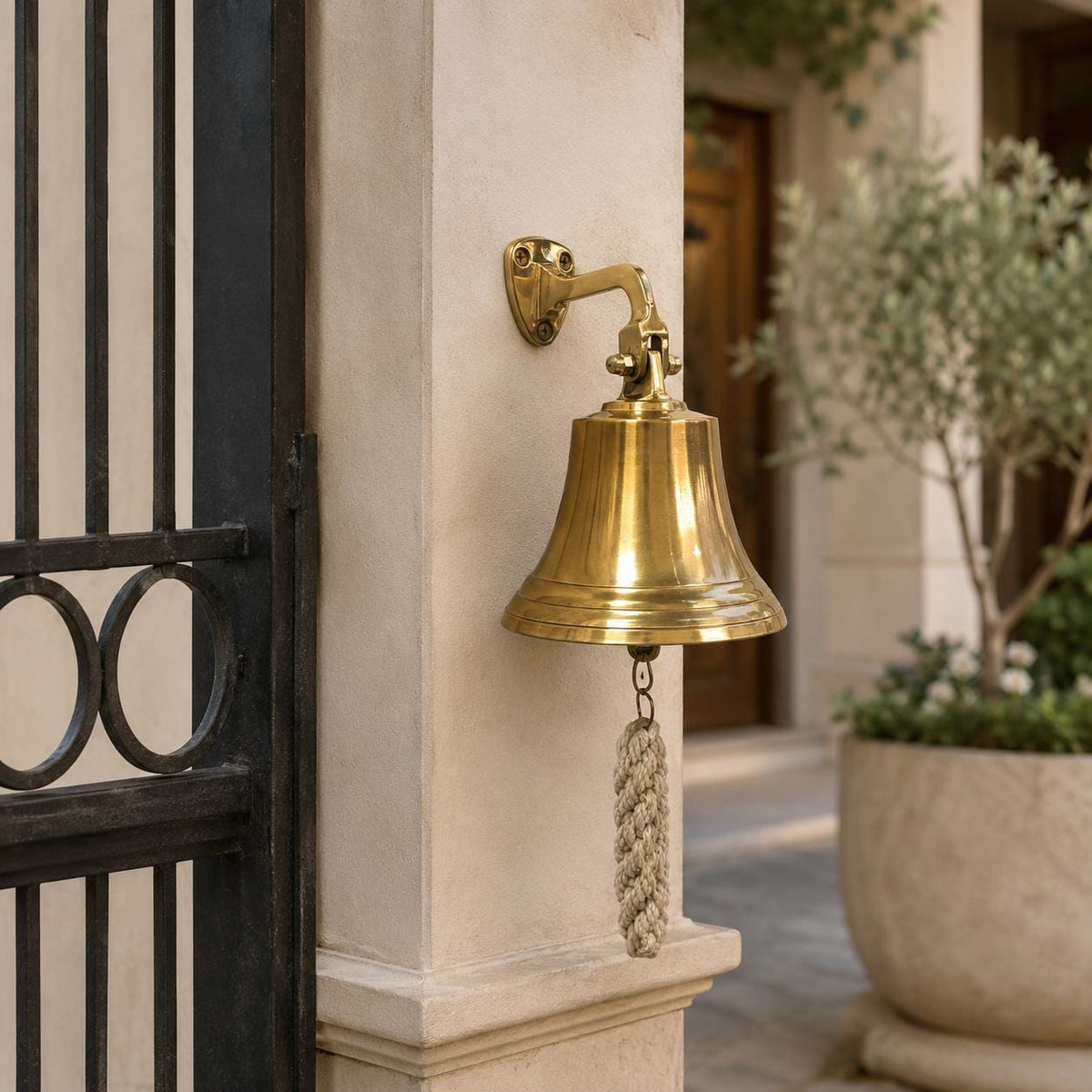 Ripple Gold Rope Brass Ship Bell — Low Country Marine