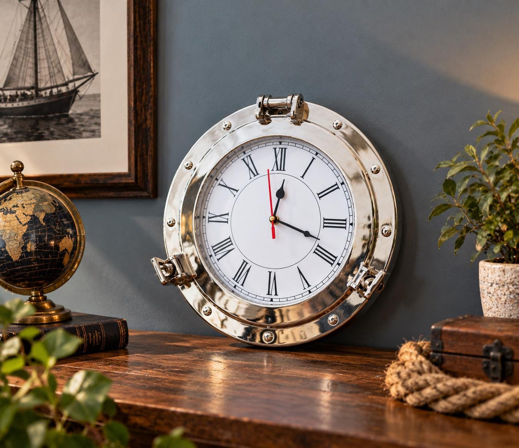 Creek Gold Brass Porthole Wall Clock — view 3