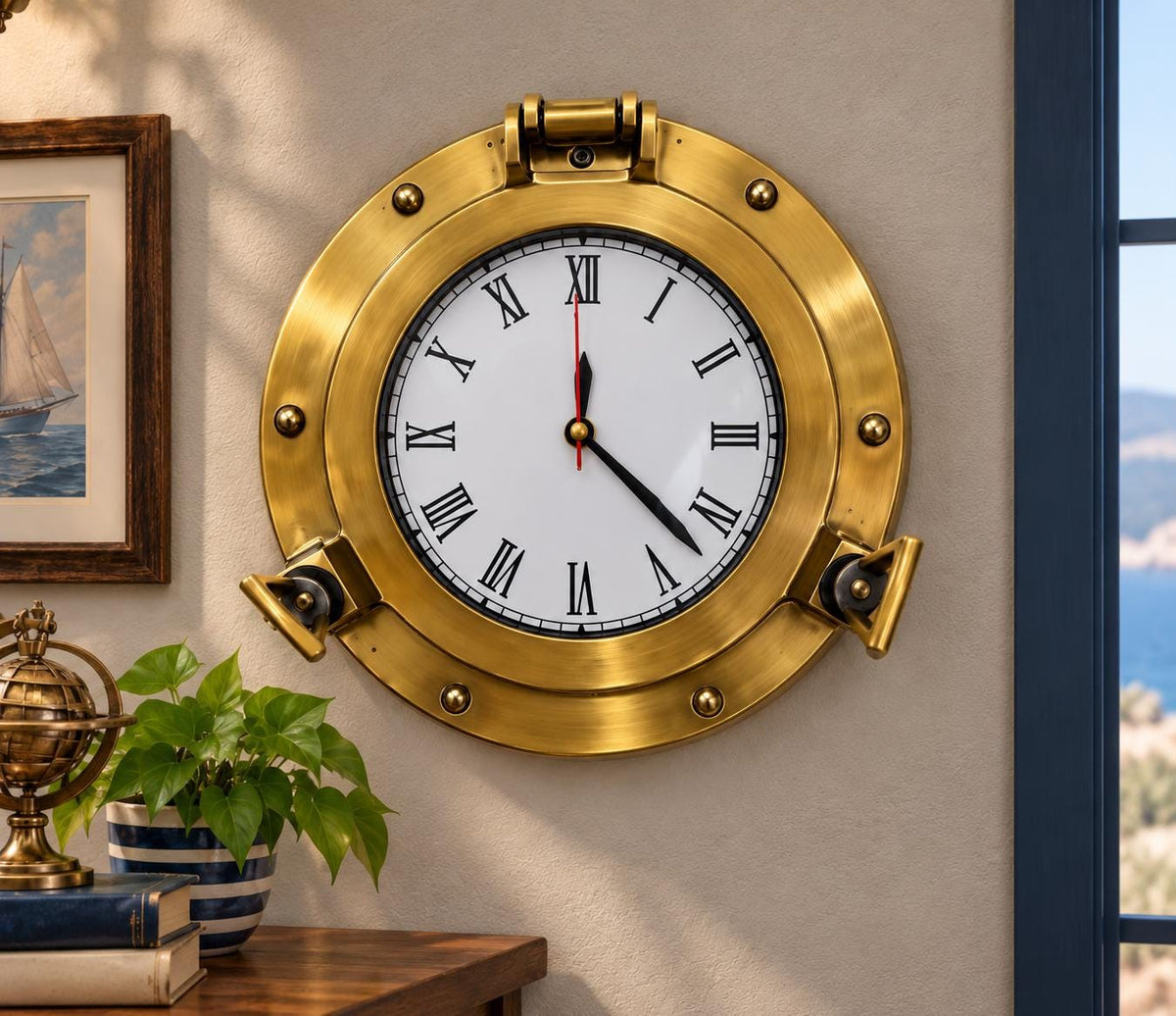 Creek Gold Brass Porthole Wall Clock — view 4